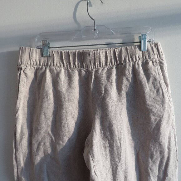 J. JILL PURE JILL 100% Linen Trapunto Stitched Cropped Pants in Cream Lagenlook - Picture 3 of 13